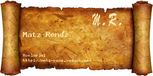 Matz René névjegykártya